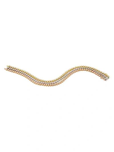 Shop Saks Fifth Avenue 14k Tri-color Gold & Diamond 3-strand Tennis Bracelet