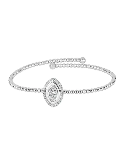 Shop Saks Fifth Avenue 14k White Gold & Diamond Pear Beaded Bangle Bracelet