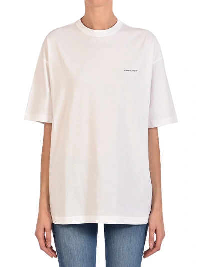 Shop Balenciaga Over Logo T-shirt White