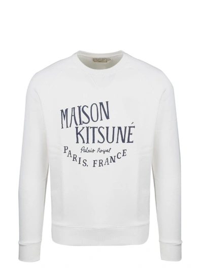 Shop Maison Kitsuné Logo Print Sweatshirt In White