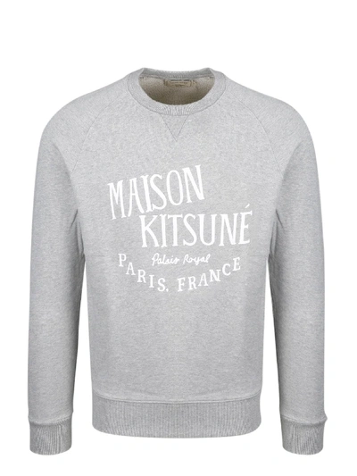 Shop Maison Kitsuné Logo Print Sweatshirt In Grey
