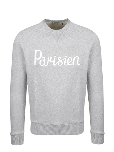 Shop Maison Kitsuné Parisien Print Sweatshirt In Grey
