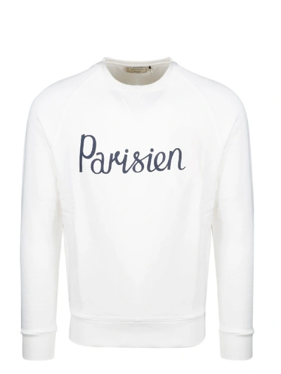 Shop Maison Kitsuné Parisien Print Sweatshirt In White