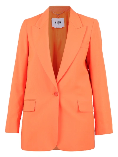 Shop Msgm Single-breasted Jacket In Orange
