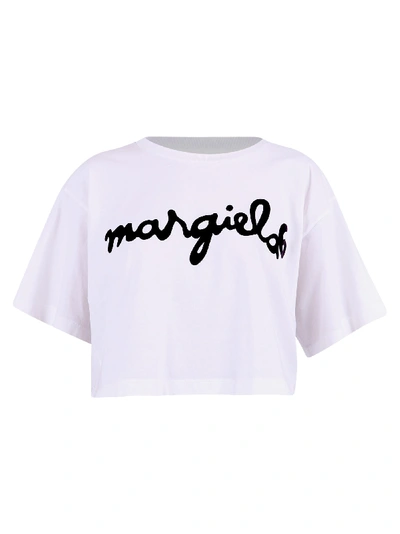 Shop Mm6 Maison Margiela Branded T-shirt In White
