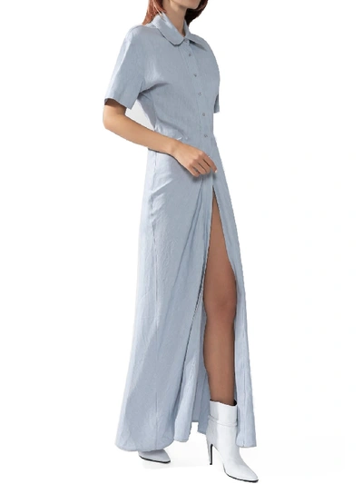 Shop Off-white Long Maxi Shirt Dress In Light Blue