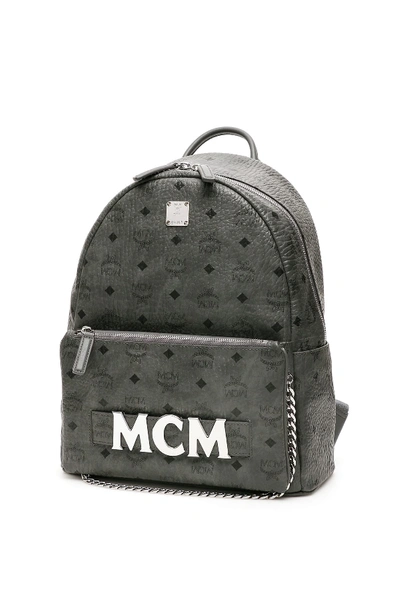 Shop Mcm Trilogie Stark Visetos Backpack In Phantom Grey (grey)