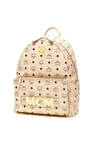 Shop Mcm Trilogie Stark Visetos Backpack In Beige (beige)