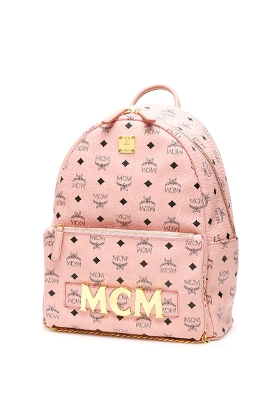 Shop Mcm Trilogie Stark Visetos Backpack In Soft Pink (pink)