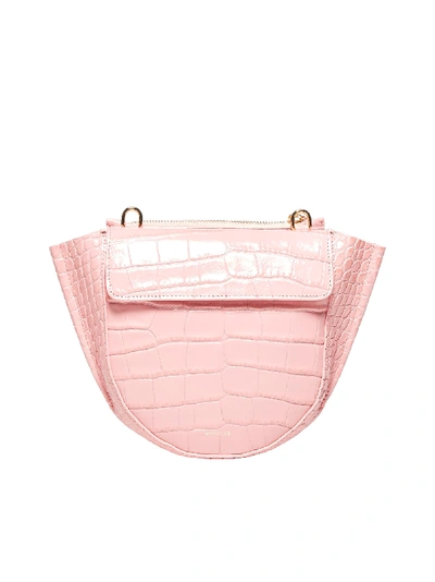 Shop Wandler Hortensia Mini Crocodile-effect Leather Bag In Blossom