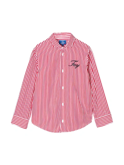 Shop Fay Teen Striped Shirt In Bianco/rosa