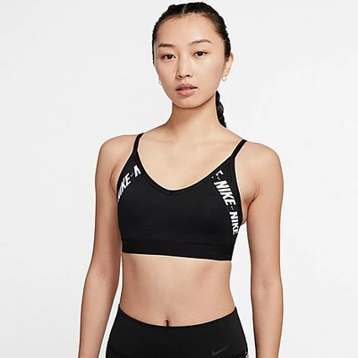 Shop Nike Women's Indy Light-support Logo Sports Bra In White/black