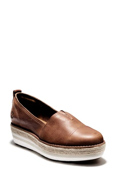 Shop Timberland Emerson Platform Slip-on In Medium Brown Leather
