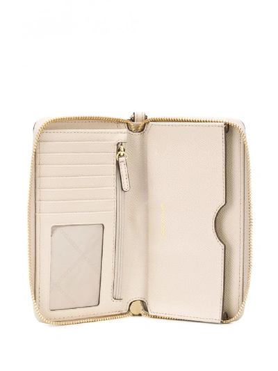 Shop Michael Michael Kors Jet Set Leather Wallet In Beige