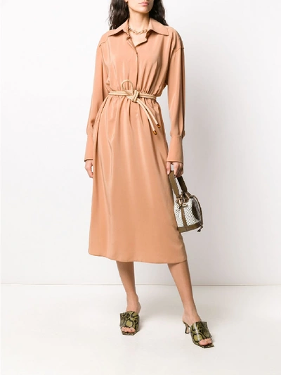 Shop Fendi Crepe De Chine Dress In Pink