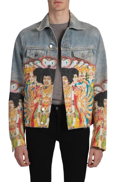 Shop Amiri Jimi Hendrix Denim Jacket In Bone Indigo