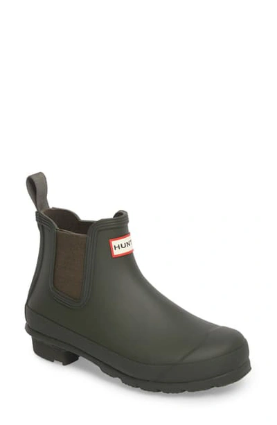 Shop Hunter 'original' Waterproof Chelsea Rain Boot In Dark Olive