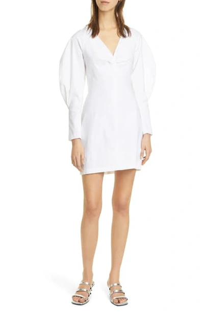 Shop A.l.c Aila Long Sleeve Linen Blend Minidress In Gesso