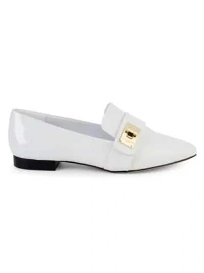Shop Karl Lagerfeld Nelia Patent Leather Loafers In White