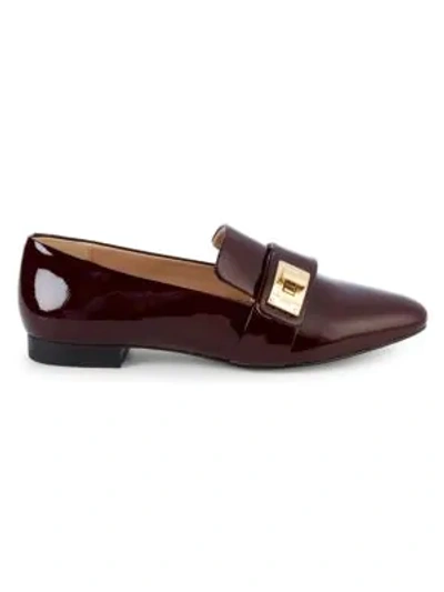 Shop Karl Lagerfeld Nelia Patent Leather Loafers In Wine