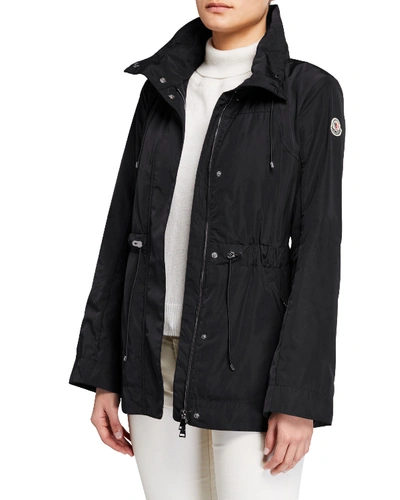 Shop Moncler Ocre Short Parka In Black