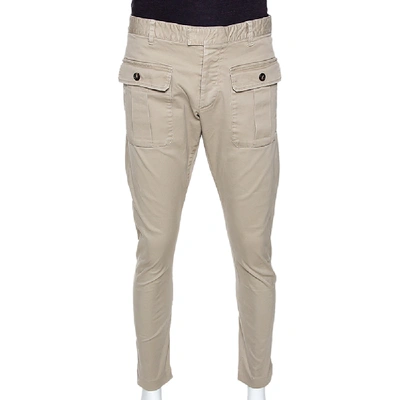 Pre-owned Dsquared2 Beige Stretch Cotton Cropped Cargo Trousers Xxl