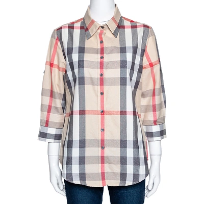 Pre-owned Burberry Beige House Check Lurex & Cotton Blend Shirt Xl