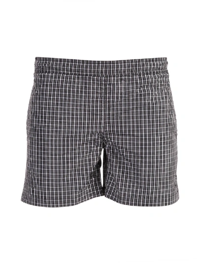 Shop Raf Simons Check Print Swim Shorts In Grey
