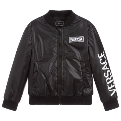 Shop Versace Young  Bomber Jacket In Black