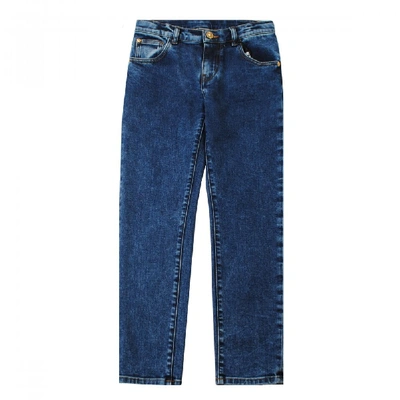Shop Versace Young  Gold Button Jeans In Blue
