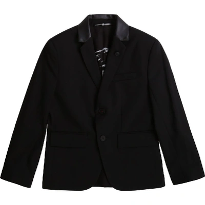 Shop Givenchy Kids Wool Blazer Jacket In Black