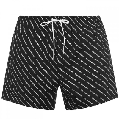 Shop Dsquared2 All-over Logo Swim Shorts In Black