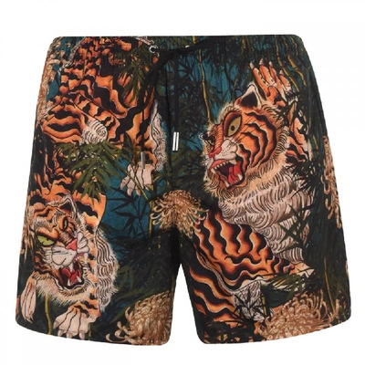 Shop Dsquared2 Jungle Tiger Swimshorts In Dark Green