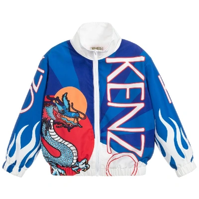 Shop Kenzo Kids Japanese Dragon Zipped Jacket In Blue