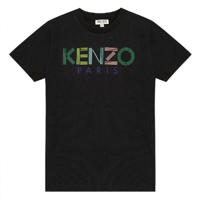 Shop Kenzo Kids Paris Logo Print T-shirt In Black