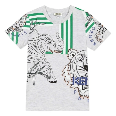 Shop Kenzo Kids Jungle Tiger Graphic T-shirt In Grey