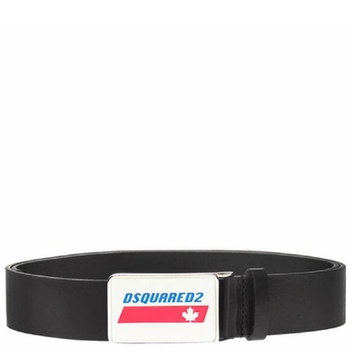 Shop Dsquared2 Plaque Leather Belt In Black