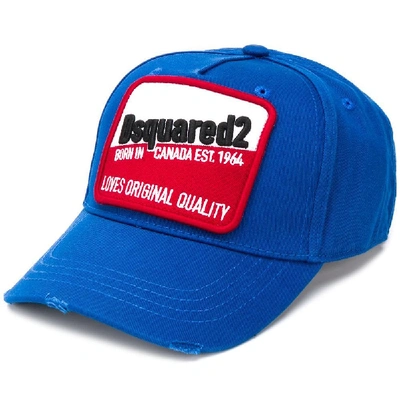 Shop Dsquared2 Patch Embroidered Logo Cap Blue