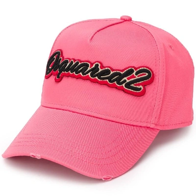 Shop Dsquared2 Graphic Embroidered Logo Cap Pink