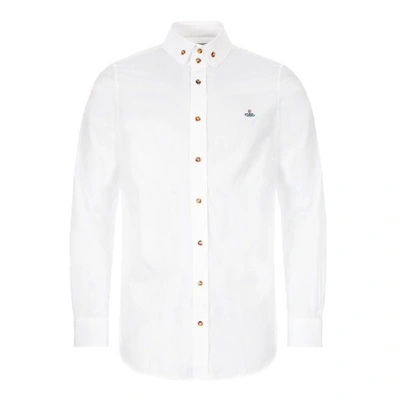 Shop Vivienne Westwood Double Button Orb Logo Shirt In White