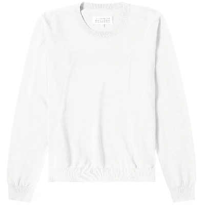 Shop Maison Margiela Knitted Stitch Logo Jumper In White