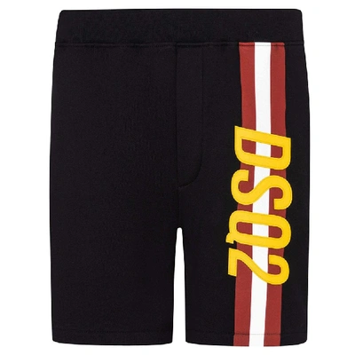 Shop Dsquared2 Stripe Dsq2 Logo Jogger Shorts In Black