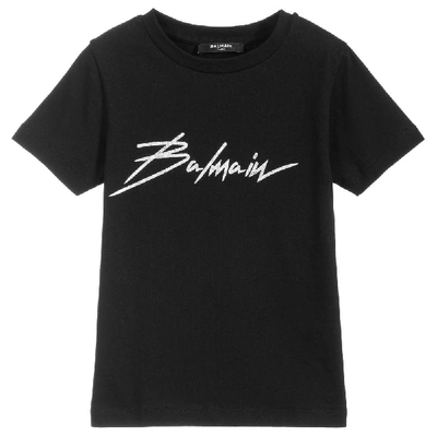 Shop Balmain Kids Signature Logo T-shirt In Black