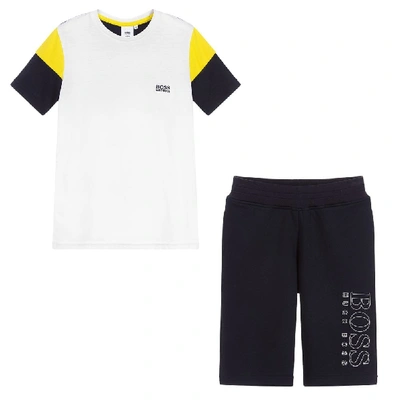 Shop Hugo Boss Kids T-shirt &amp; Shorts Set In White