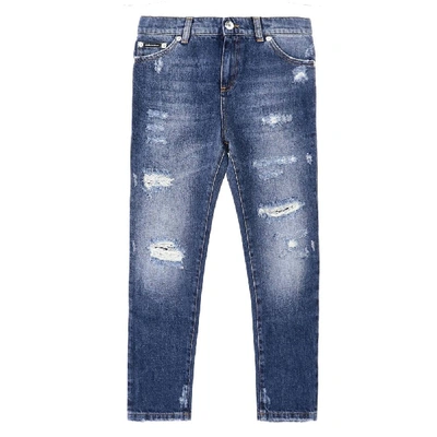 Shop Dolce & Gabbana Dolce &amp; Gabbana Kids Distressed Jeans In Blue