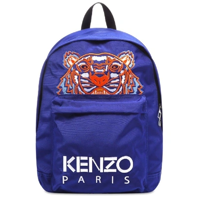 Shop Kenzo Embroidered Tiger Logo Bag In Blue
