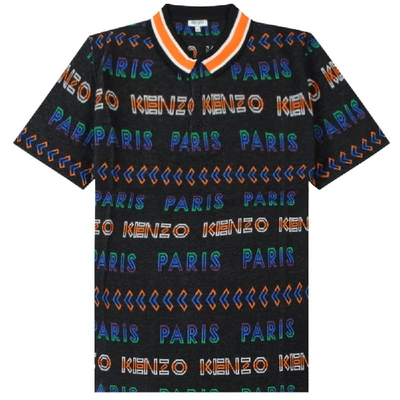 Shop Kenzo Jacquard Logo Polo Shirt In Black