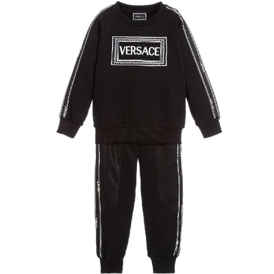 Shop Versace Young  Logo Print Tracksuit In Black