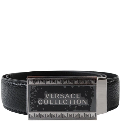 Shop Versace Logo Plaque Belt In Black
