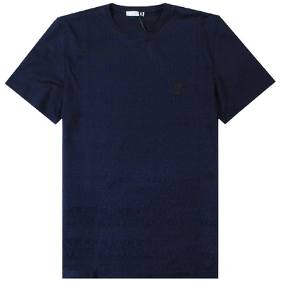 Shop Versace Scattered Logo Print T-shirt In Navy